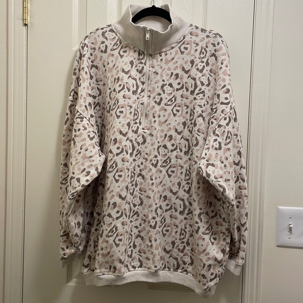 Aerie Leopard Print Oversized Pullover
